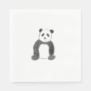 Cute black and white panda sketch napkin