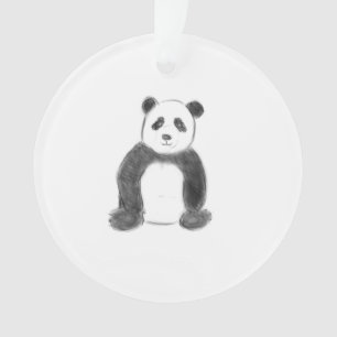 Cute black and white panda sketch ornament