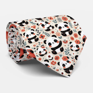Cute Black and White Panda Tie