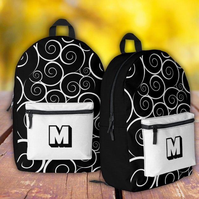  Cute Black and White pattern girls  Printed Backpack (Creator Uploaded)