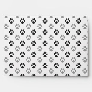 Cute Black And White Paw Prints Pattern Envelope