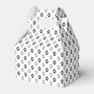Cute Black And White Paw Prints Pattern Favour Box