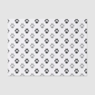 Cute Black And White Paw Prints Pattern Tissue Paper