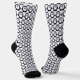 Cute Black and White Penguin Pattern Crew Socks