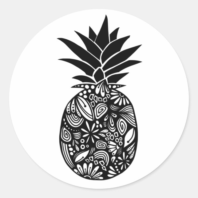 Cute Black and White Pineapple Sticker (Front)