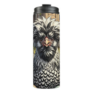Cute Black and  White Polish Chicken Thermal Tumbler