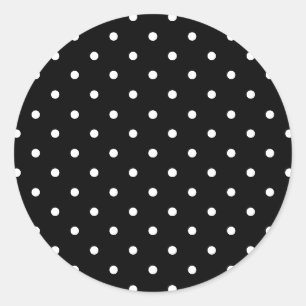 Cute black and white polka dots pattern chic classic round sticker