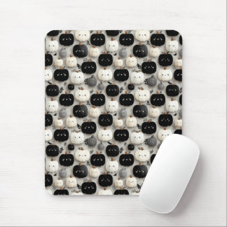 Cute Black and White Pumpkin Fall Pattern Mouse Mat