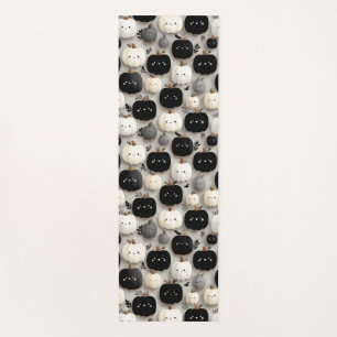 Cute Black and White Pumpkin Fall Pattern Yoga Mat
