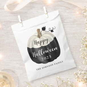 Cute Black And White Pumpkin Happy Halloween 2022 Favour Bags