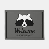 Cute black and white racoon personalised welcome