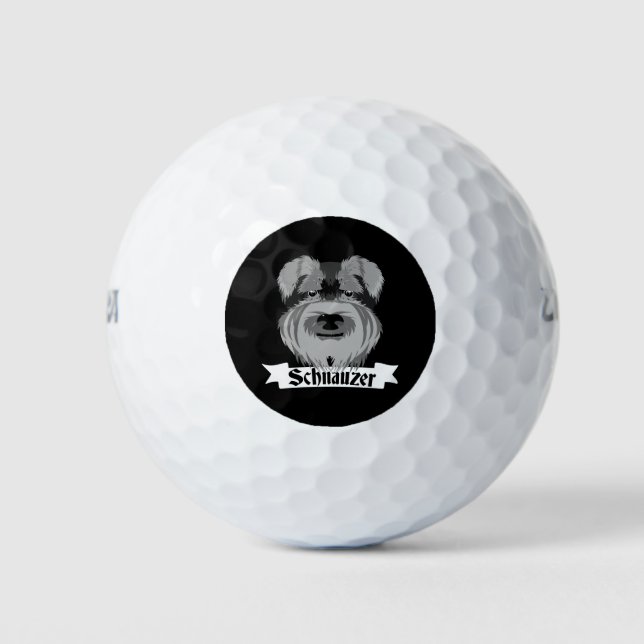 Cute Black and White Schnauzer Golf Balls (Front)