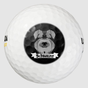 Cute Black and White Schnauzer Golf Balls