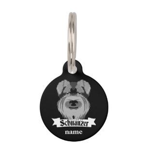 Cute Black and White Schnauzer Pet Tag