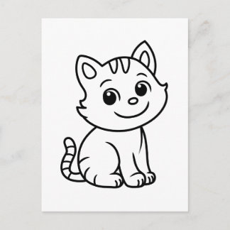 Cute Black and White Sitting Cat Postcard
