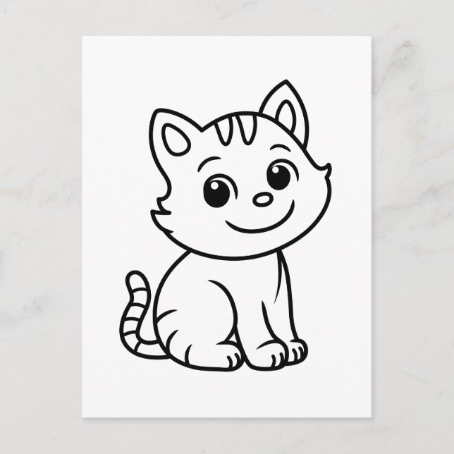 Cute Black and White Sitting Cat Postcard (Front)