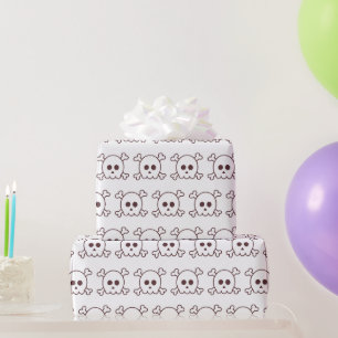 Cute Black and White Skulls Halloween Wrapping Paper