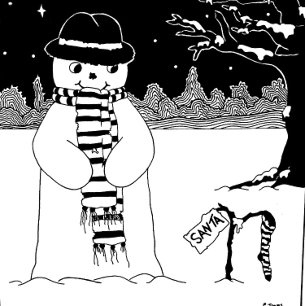 Cute black and white snowman at Christmas Standard Apron