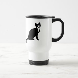 Cute Black and White Snowshoe Cat Travel Mug