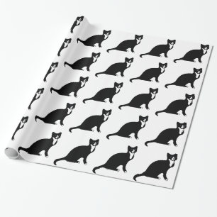 Cute Black and White Snowshoe Cat Wrapping Paper