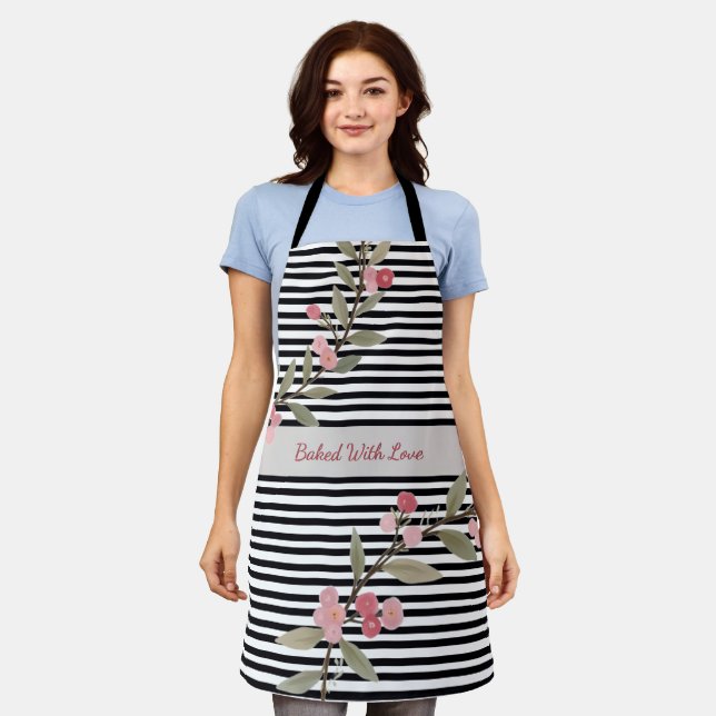 Cute Black And White Stripe Apron (Worn)