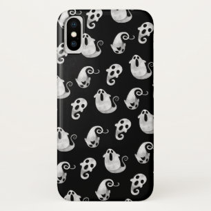 Cute Black and White Watercolor Ghosts Halloween iPhone X Case