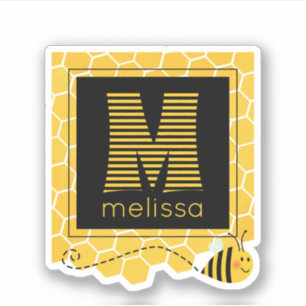 Cute Black and Yellow Striped Monogram Bumble Bee