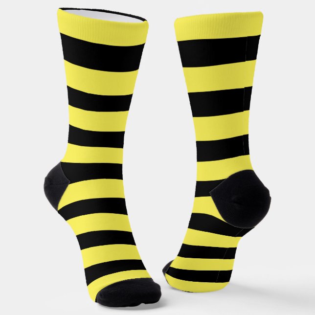 Cute Black And Yellow Striped Socks (Angled)