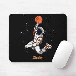 Cute Black Astronaut Outer Space Galaxy Basketball Mouse Mat