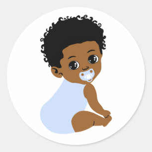 Cute Black Baby Boy with Blue Pacifier Sticker
