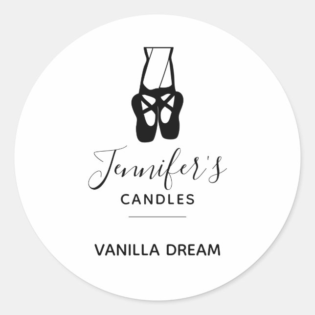 Cute Black Ballet Slippers Candle / Soap Classic Round Sticker (Front)