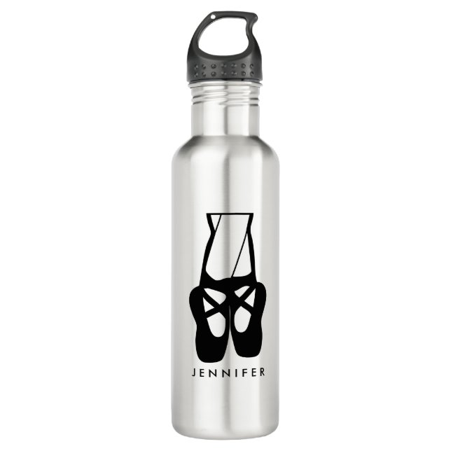 Cute Black Ballet Slippers En Pointe 710 Ml Water Bottle (Front)
