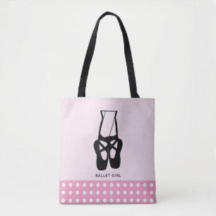 Cute Black Ballet Slippers En Pointe Ballet Girl Tote Bag