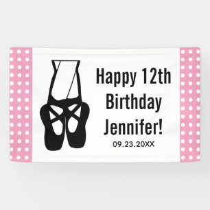 Cute Black Ballet Slippers En Pointe Birthday Banner