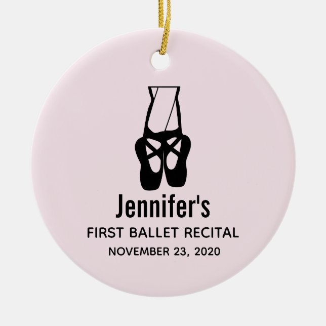 Cute Black Ballet Slippers En Pointe Ceramic Tree Decoration (Front)