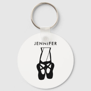 Cute Black Ballet Slippers En Pointe Key Ring
