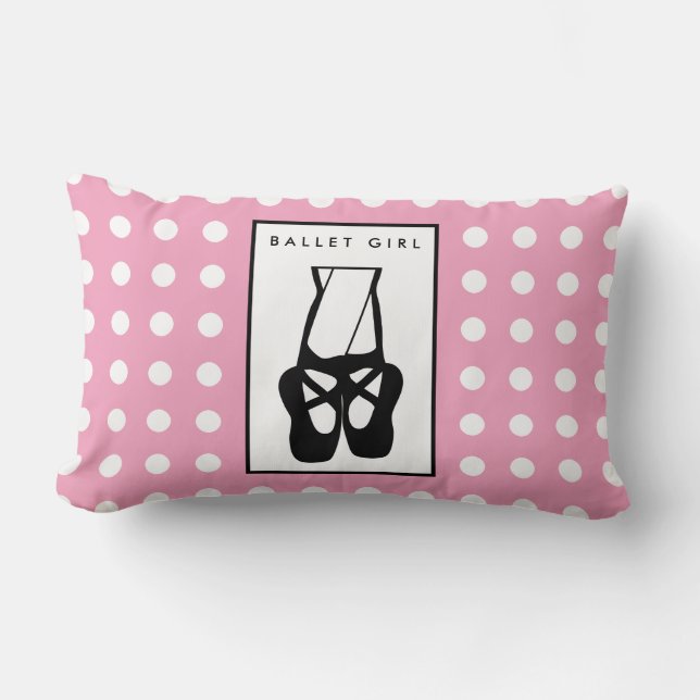 Cute Black Ballet Slippers En Pointe Lumbar Cushion (Front)