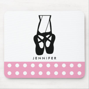 Cute Black Ballet Slippers En Pointe Mouse Mat
