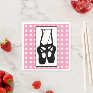 Cute Black Ballet Slippers En Pointe Napkin