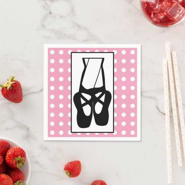 Cute Black Ballet Slippers En Pointe Napkin (Insitu)