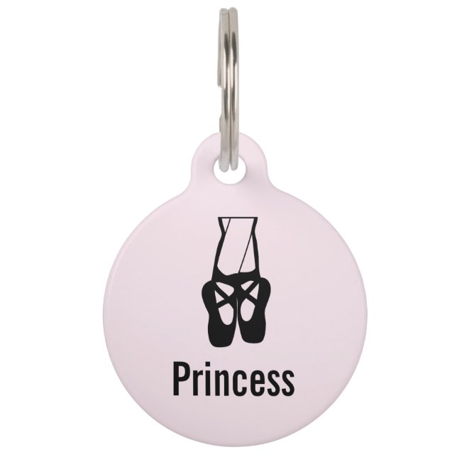 Cute Black Ballet Slippers En Pointe Pet Tag (Front)