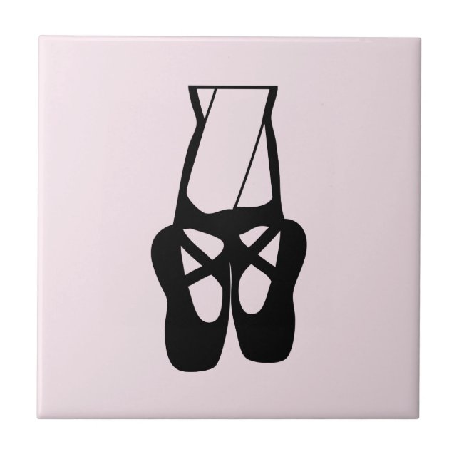 Cute Black Ballet Slippers En Pointe Tile (Front)