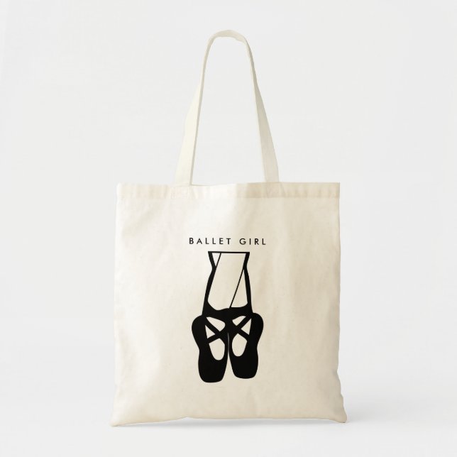 Cute Black Ballet Slippers En Pointe Tote Bag (Front)
