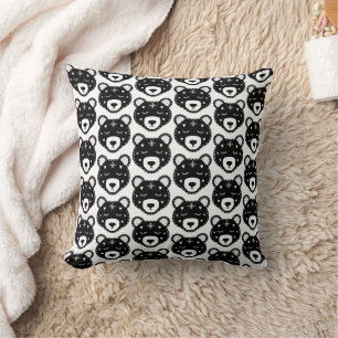 Cute Black Bear Throw Pillow