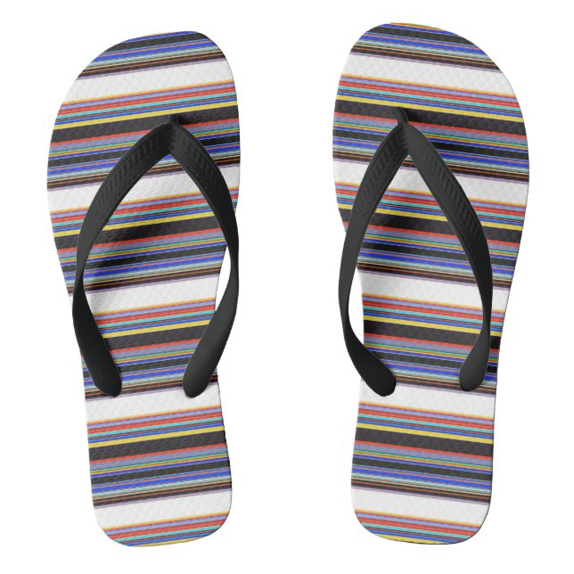 Cute black blue stripes flip flops (Footbed)