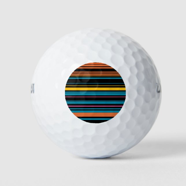 Cute black blue stripes golf balls (Front)