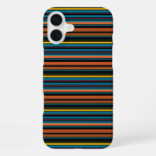 Cute black blue stripes iPhone 16 plus case