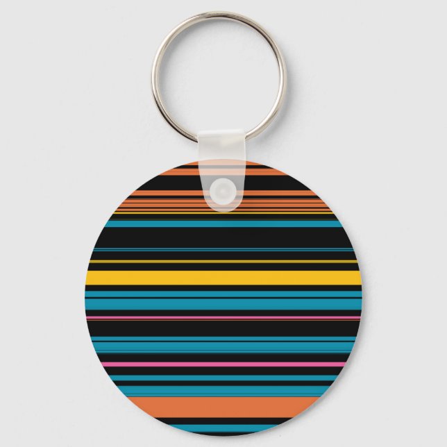 Cute black blue stripes key ring (Front)