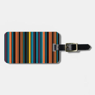 Cute black blue stripes luggage tag
