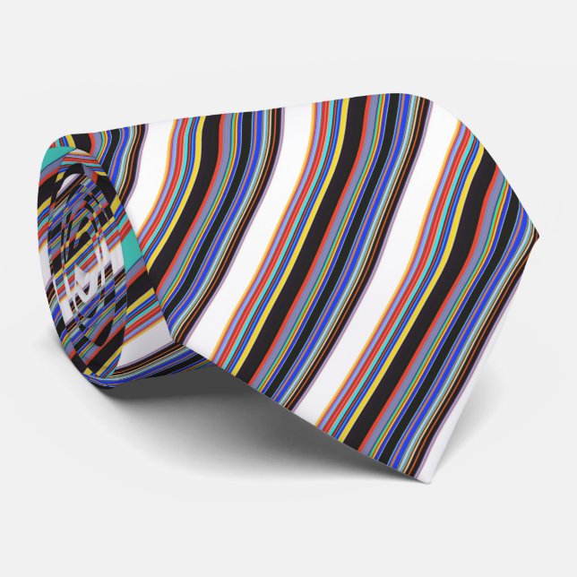 Cute black blue stripes tie (Rolled)